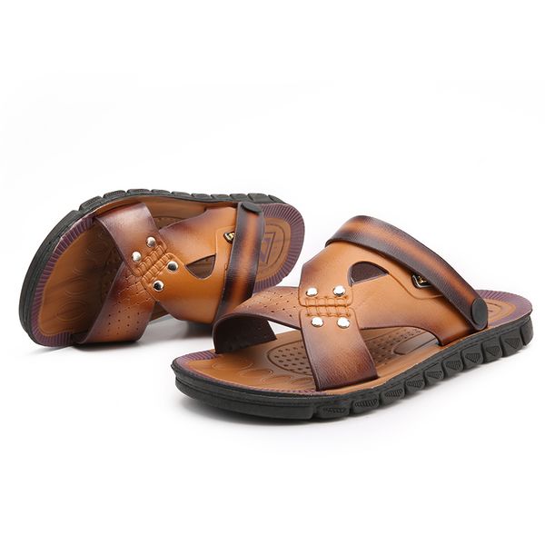 fashion beach sandals male summer leather sandals flip flops men outdoor comfortable slip-on men slippers open-toed casual shoes, Black
fashion beach sandals male summer leather sandals flip flops men outdoor comfortable slip-on men slippers open-toed casual shoes, Black