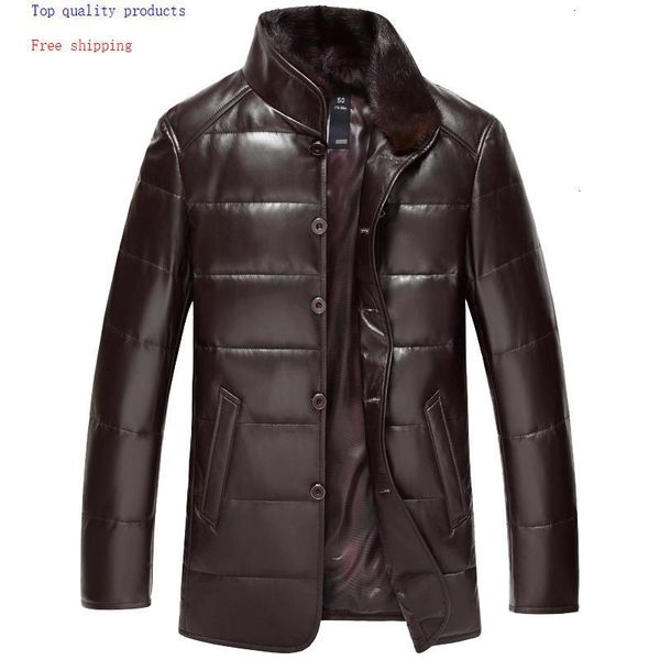men's leather & faux down jacket genuine men winter real sheepskin coat collar veste cuir homme dk075 kj2136, Black
men's leather & faux down jacket genuine men winter real sheepskin coat collar veste cuir homme dk075 kj2136, Black