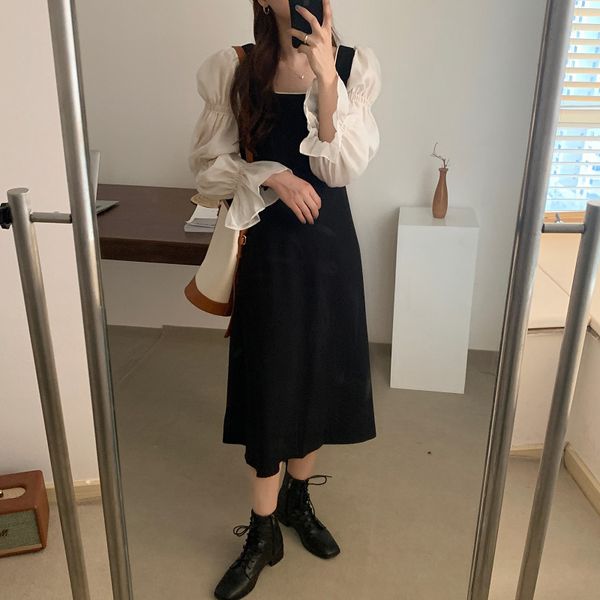 dresses women es square collar long-sleeves gentle french long patchwork sweet sleeve female fashion elegant, Black;gray
dresses women es square collar long-sleeves gentle french long patchwork sweet sleeve female fashion elegant, Black;gray