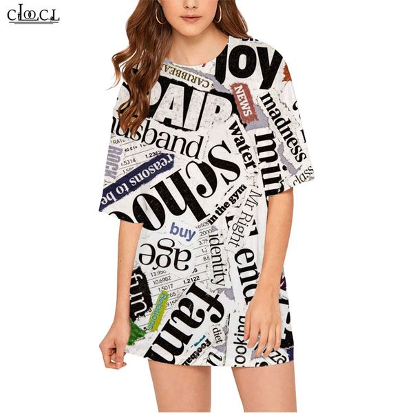cloocl newspaper picture fashion t shirt women's loose long t-shirt 3d printed women short sleeve summer casual, White
cloocl newspaper picture fashion t shirt women's loose long t-shirt 3d printed women short sleeve summer casual, White