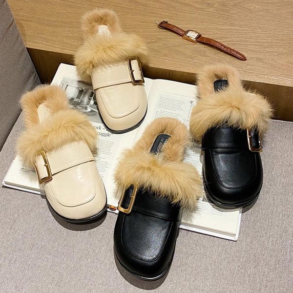 autumn and winter warm fur slippers 2021 fashion baotou muller shoes casual outside metal chains mules, Black
autumn and winter warm fur slippers 2021 fashion baotou muller shoes casual outside metal chains mules, Black