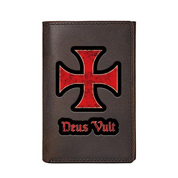 wallets retro men wallet genuine leather deus vult cross design printing card holders women slim mini short purse, Red;black
wallets retro men wallet genuine leather deus vult cross design printing card holders women slim mini short purse, Red;black