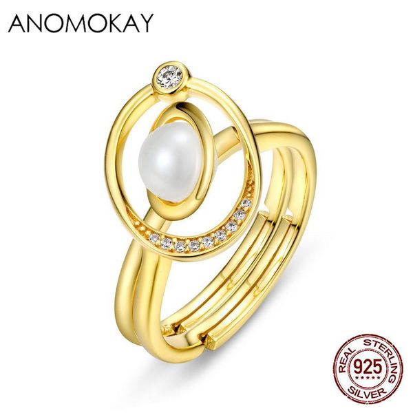 cluster rings anomokay creative two in one style gold color women 925 sterling silver size fine pearl luxury ring, Golden;silver
cluster rings anomokay creative two in one style gold color women 925 sterling silver size fine pearl luxury ring, Golden;silver