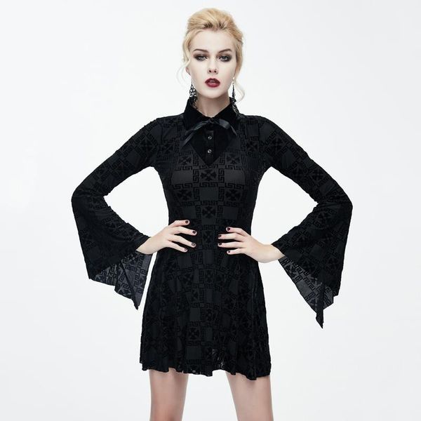 casual dresses devil fashion gothic style black pattern ladies dress punk flare sleeves tie collar short, Black;gray
casual dresses devil fashion gothic style black pattern ladies dress punk flare sleeves tie collar short, Black;gray