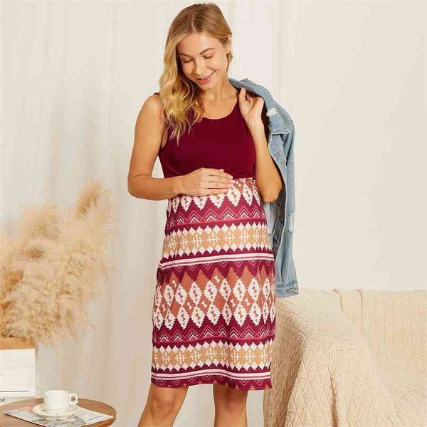 arrivalmaternity round collar geometric full print red knee length sleeveless nursing dress 210528, White
arrivalmaternity round collar geometric full print red knee length sleeveless nursing dress 210528, White