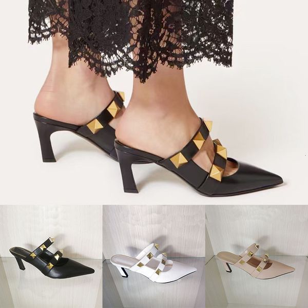 luxury slippers sandals 2021 fashion trend summer high rivet semi slipper pointed thin heel baotou ladi, Black
luxury slippers sandals 2021 fashion trend summer high rivet semi slipper pointed thin heel baotou ladi, Black