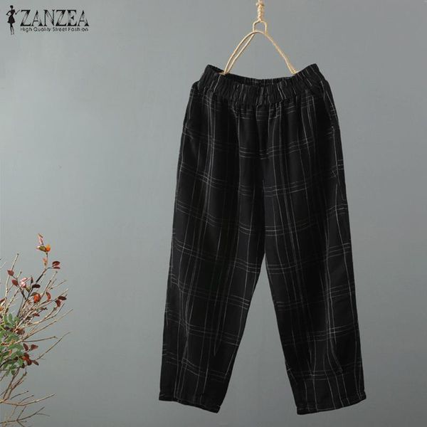 women's pants & capris 2021 zanzea casual elastic waist loose summer women long wide leg pantalon vintage plaid check work harem trouse, Black;white
women's pants & capris 2021 zanzea casual elastic waist loose summer women long wide leg pantalon vintage plaid check work harem trouse, Black;white