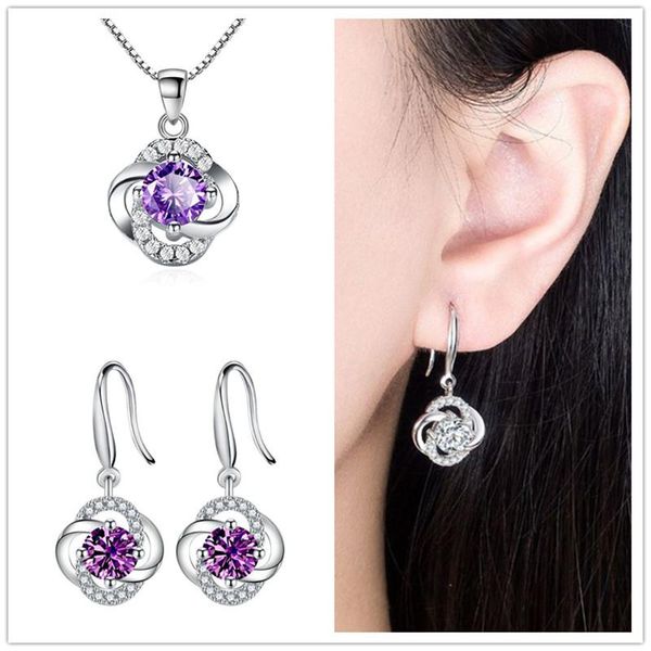 earrings & necklace silver plated sets female jewelry bright crystal clover pendant girl princess bijou
earrings & necklace silver plated sets female jewelry bright crystal clover pendant girl princess bijou