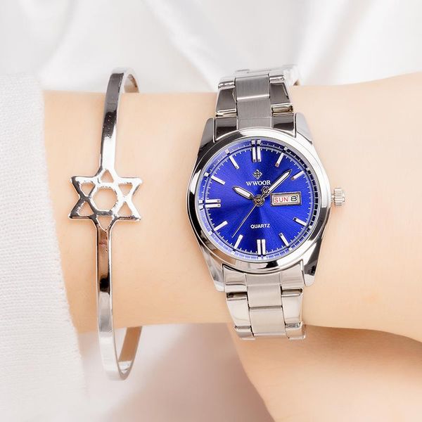 wristwatches 2021 wwoor elegant lady quartz watch simple full stainless steel bracelet clock dress relogio feminino, Slivery;brown
wristwatches 2021 wwoor elegant lady quartz watch simple full stainless steel bracelet clock dress relogio feminino, Slivery;brown