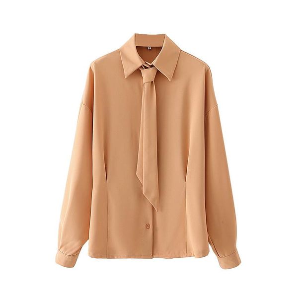 women's blouses & shirts zxqj elegant women solid pink 2021 fashion ladies necktie pleated streetwear female chic button loose, White
women's blouses & shirts zxqj elegant women solid pink 2021 fashion ladies necktie pleated streetwear female chic button loose, White
