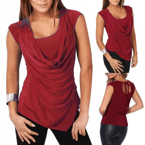 women's t-shirt solid color women plus size ruched sleeveless tunic drape cowl front t-shi1 2m20, White
women's t-shirt solid color women plus size ruched sleeveless tunic drape cowl front t-shi1 2m20, White