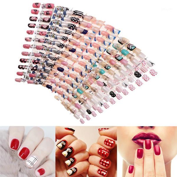 24pcs 20 colorful drawing designs false nails french style full cover short fake nail tips for extension art decor1, Red;gold
24pcs 20 colorful drawing designs false nails french style full cover short fake nail tips for extension art decor1, Red;gold