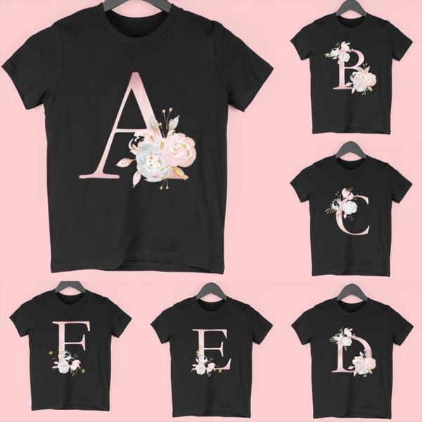 letters plant novelty printed boys cloth kids t shirt kawaii kids casual baby girl summer fashion short sleeve, Blue