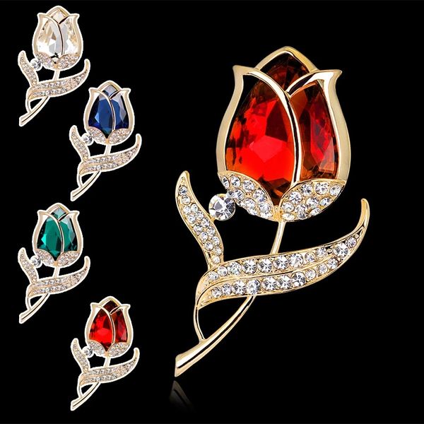 women's elegant tulip flower brooch pins rhinestone crystal for female dress coat accessories fashion brooch jewelry gift, Gray
women's elegant tulip flower brooch pins rhinestone crystal for female dress coat accessories fashion brooch jewelry gift, Gray