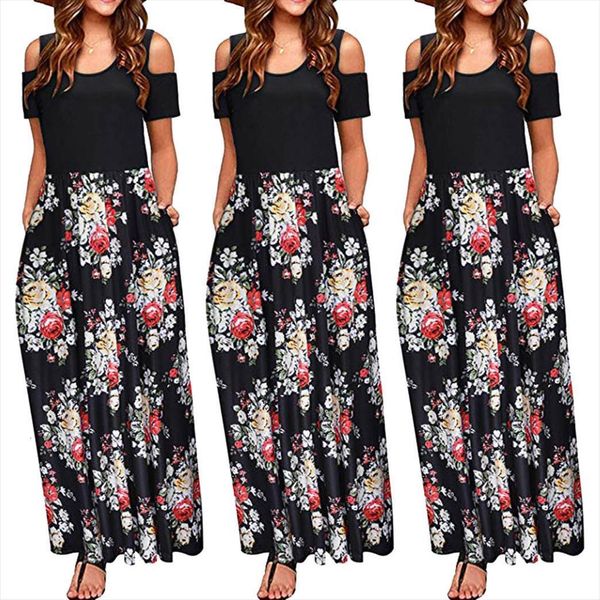 vintage solid fashion dres floral women dress print elegant long pocket summer casual for party, Black;gray
vintage solid fashion dres floral women dress print elegant long pocket summer casual for party, Black;gray