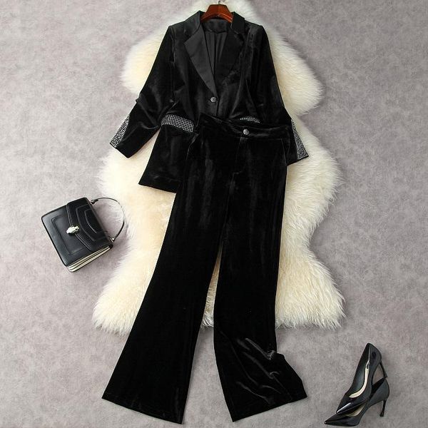 women's two piece pants european and american clothing winter 2022 long sleeve ironed drill coat velvet flared trousers fashion suits, White
women's two piece pants european and american clothing winter 2022 long sleeve ironed drill coat velvet flared trousers fashion suits, White
