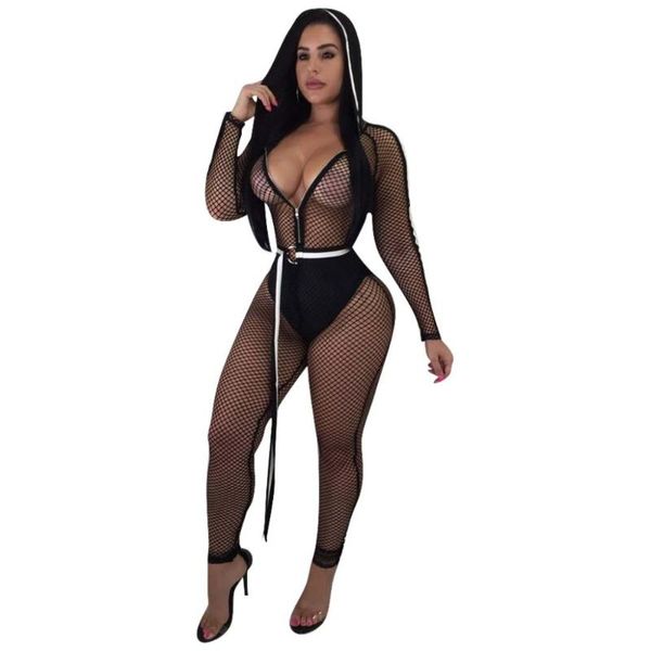 women's jumpsuits & rompers fishnet side stripe hooded jumpsuit with belt see through zipper up long sleeve sheer club women overalls p, Black;white
women's jumpsuits & rompers fishnet side stripe hooded jumpsuit with belt see through zipper up long sleeve sheer club women overalls p, Black;white
