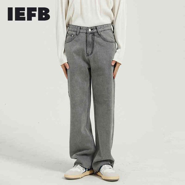 iefb men's wear spring black jeans korean loose straight tube light grey raw edge jeans for men straight trousers y5066 210524, Blue
iefb men's wear spring black jeans korean loose straight tube light grey raw edge jeans for men straight trousers y5066 210524, Blue