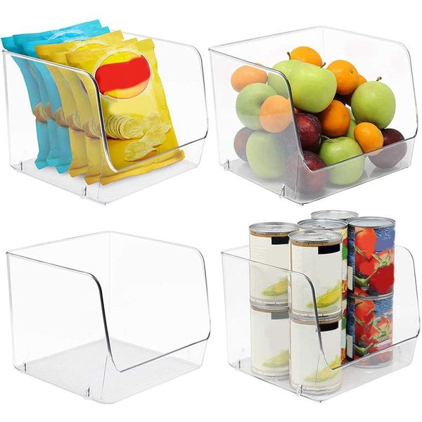 storage bottles & jars 8 pcs clear pantry organizer bins household plastic basket, 4 a b
