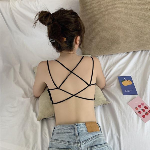 women's tanks & camis summer 2021 style cross back bra underwear suspender vest girl's breast wrapped bottom with shirt crop top, White
women's tanks & camis summer 2021 style cross back bra underwear suspender vest girl's breast wrapped bottom with shirt crop top, White
