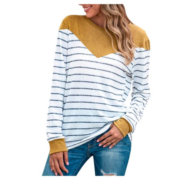 women's t-shirt ladies round neck fashion striped stitching long sleeve all-match plush 2021 shirts blusas spring chic shirt, White
women's t-shirt ladies round neck fashion striped stitching long sleeve all-match plush 2021 shirts blusas spring chic shirt, White