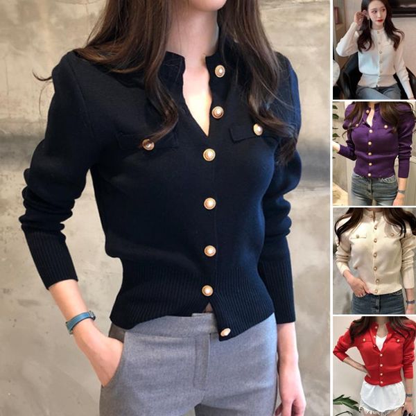 women's knits & tees korean style chic women cardigan outerwear autumn single-breasted long-sleeve sweater shirt slim solid color simpl, White
women's knits & tees korean style chic women cardigan outerwear autumn single-breasted long-sleeve sweater shirt slim solid color simpl, White