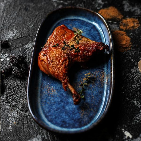 dishes & plates kinglang ceramic deep blue oval long plate fish chicken wing bar tableware
dishes & plates kinglang ceramic deep blue oval long plate fish chicken wing bar tableware