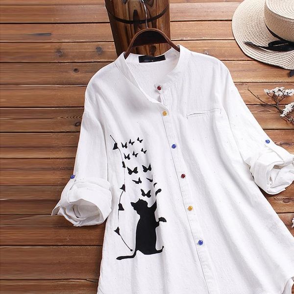 funny cat cartoon printed women blouses plus size colorful button long sleeve shirt vintage blusas mujer b, White
funny cat cartoon printed women blouses plus size colorful button long sleeve shirt vintage blusas mujer b, White