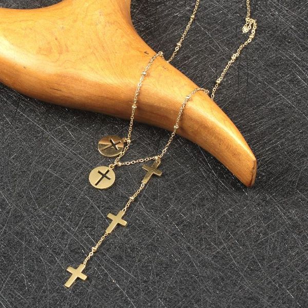 pendant necklaces necklace women 2021 fashion charming cross chain clavicle pretty simple girl accessories, Silver