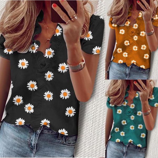 fashion ladies elegant ruffles short sleeve women blouses shirts daisy print v-neck summer women's &, White
fashion ladies elegant ruffles short sleeve women blouses shirts daisy print v-neck summer women's &, White