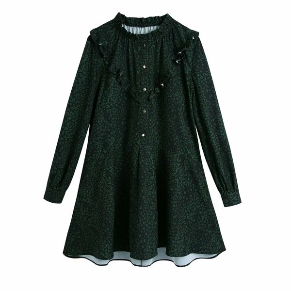 women fashion printing ruffle decoration loose mini dress vintage female long sleeve clothes casual lady vestido d6813 210430, Black;gray
women fashion printing ruffle decoration loose mini dress vintage female long sleeve clothes casual lady vestido d6813 210430, Black;gray