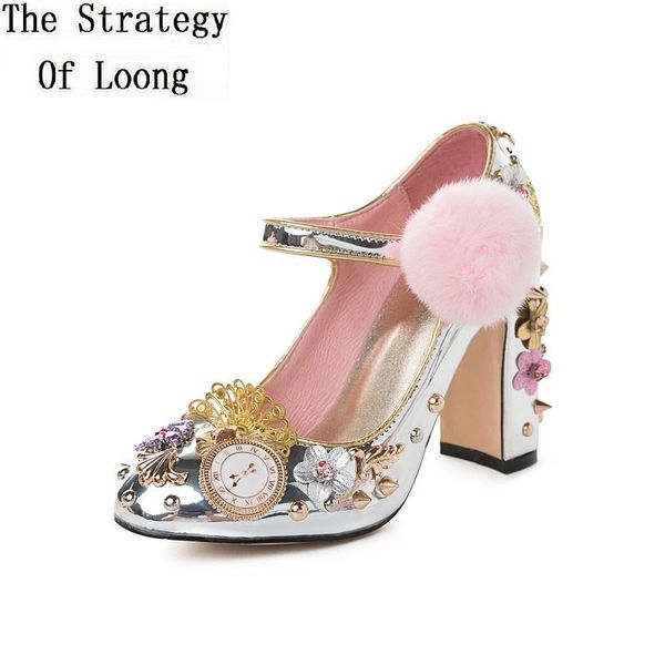 dress shoes spring autumn thick high heels pointed toe shallow rhinestone crystal metal decoration patent leather women pumps, Black
dress shoes spring autumn thick high heels pointed toe shallow rhinestone crystal metal decoration patent leather women pumps, Black