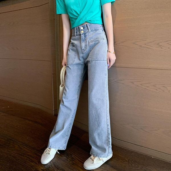 summer korean-style style loose-fit versatile women's high-waisted fashion cowboy straight-leg pants floor-length, Blue
summer korean-style style loose-fit versatile women's high-waisted fashion cowboy straight-leg pants floor-length, Blue