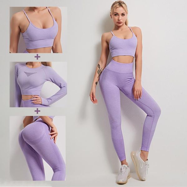 yoga outfit 3pcs/set seamless long sleeve crop gym clothing women's purple leggings workout sportswear suit
yoga outfit 3pcs/set seamless long sleeve crop gym clothing women's purple leggings workout sportswear suit
