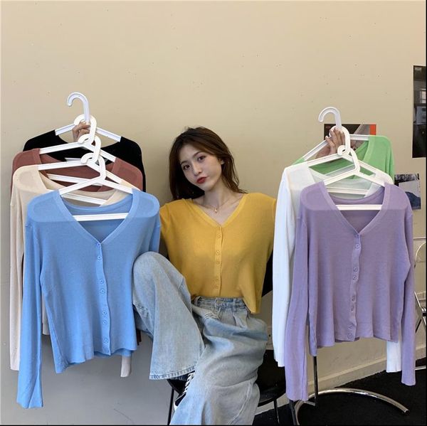 womens sweaters summer knit cardigan women short coats female knitted thin loose casual cardigans outwear for woman, White;black
womens sweaters summer knit cardigan women short coats female knitted thin loose casual cardigans outwear for woman, White;black