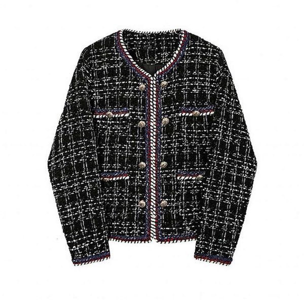 designer 21ss spring and autumn black white plaid double breasted tweed plus size style coat for women
designer 21ss spring and autumn black white plaid double breasted tweed plus size style coat for women