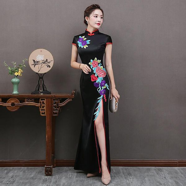 ethnic clothing women black elegant qipao embroidery flower classic long chinese dress satin chengsam summer vestidos plus size 3xl 4xl, Red
ethnic clothing women black elegant qipao embroidery flower classic long chinese dress satin chengsam summer vestidos plus size 3xl 4xl, Red