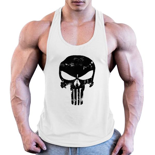 men's t-shirts ss skull print wide shoulder vest men sports t shirt size 4l9t, White;black
men's t-shirts ss skull print wide shoulder vest men sports t shirt size 4l9t, White;black
