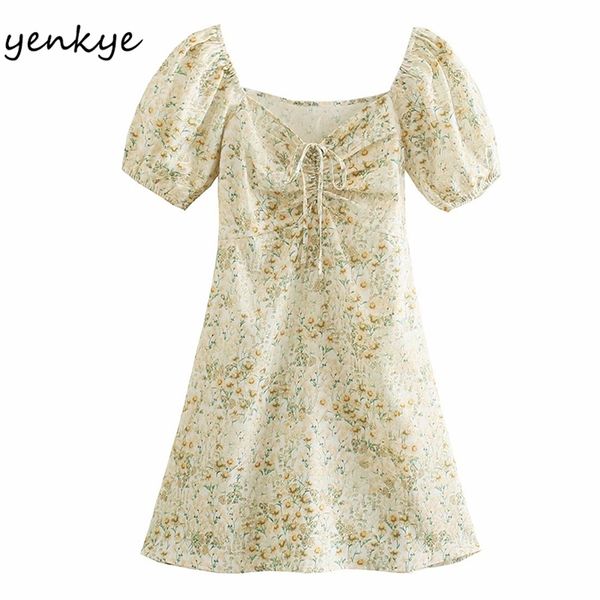 sweet floral print dress women front drawstring v neck short sleeve female high waist a-line mini summer vestido 210514, Black;gray
sweet floral print dress women front drawstring v neck short sleeve female high waist a-line mini summer vestido 210514, Black;gray