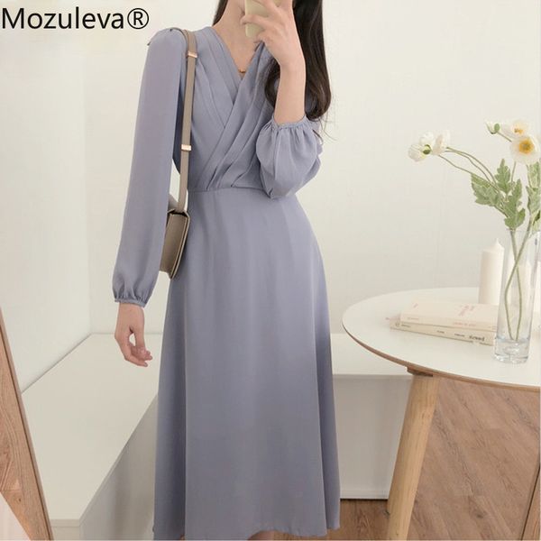 elegant v-neck women a-line chiffon dress slim waist lace-up female midi spring full sleeve vestidos femme 210427, Black;gray
elegant v-neck women a-line chiffon dress slim waist lace-up female midi spring full sleeve vestidos femme 210427, Black;gray