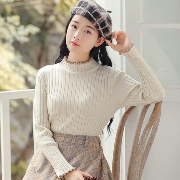 women's sweaters knitted turtleneck sweater women 2021 autumn long sleeve wooden ear slim pullover fashion pull femme solid color jumpe, White;black
women's sweaters knitted turtleneck sweater women 2021 autumn long sleeve wooden ear slim pullover fashion pull femme solid color jumpe, White;black