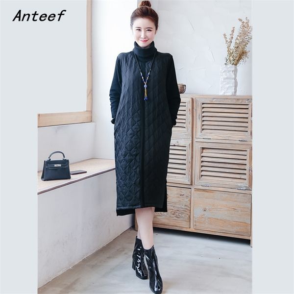 long sleeve plus size padded cotton vintage for women casual loose midi autumn winter dress elegant clothes ladies dresses 210517, Black;gray
long sleeve plus size padded cotton vintage for women casual loose midi autumn winter dress elegant clothes ladies dresses 210517, Black;gray