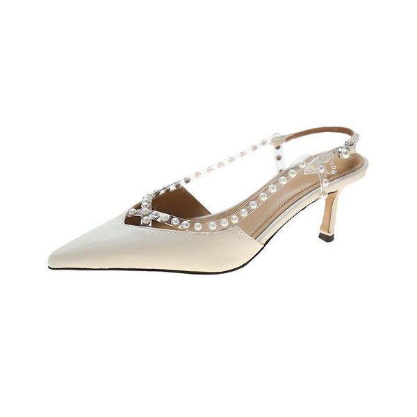 pearl film sandal 2021 summer women's shoes stilettos pointed toe women slim white rear empty heels dress, Black
pearl film sandal 2021 summer women's shoes stilettos pointed toe women slim white rear empty heels dress, Black