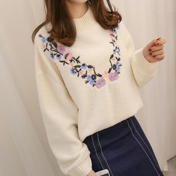 women's sweaters 1224 embroidered loose sweater 46 area c - 5 on the second floor, White;black
women's sweaters 1224 embroidered loose sweater 46 area c - 5 on the second floor, White;black