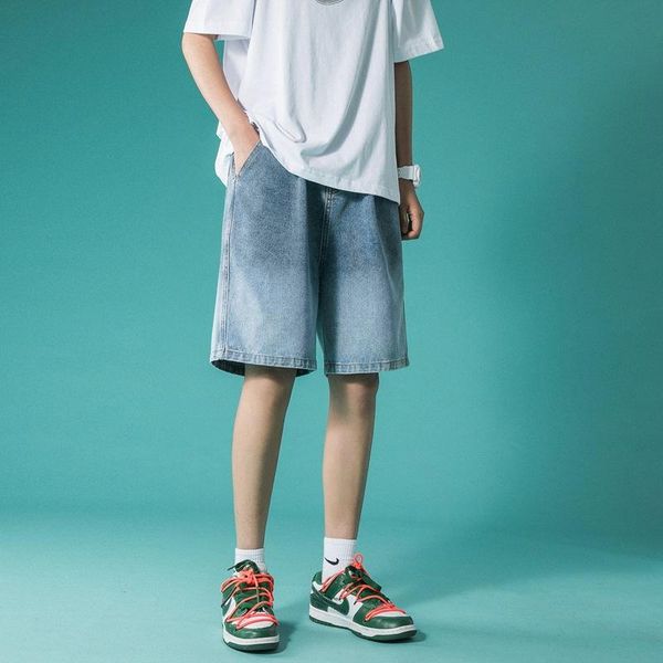 men's shorts clothing summer gradient denim trend fashion casual loose straight five-point wide-leg pants overalls, White;black
men's shorts clothing summer gradient denim trend fashion casual loose straight five-point wide-leg pants overalls, White;black