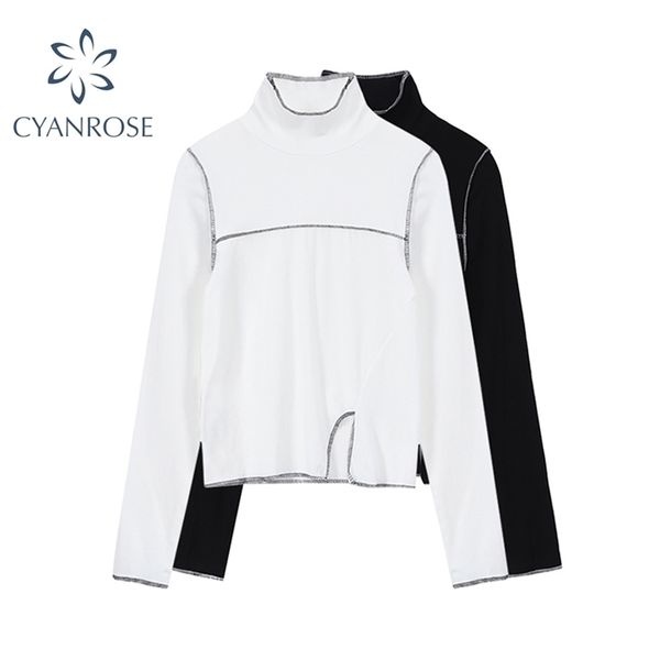 t-shirt femme half turtleneck slim patchwork women long sleeve hem split pullover fashion casual jumper ladies 210515, White
t-shirt femme half turtleneck slim patchwork women long sleeve hem split pullover fashion casual jumper ladies 210515, White