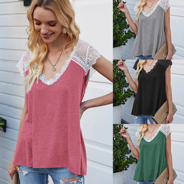 t-shirt women's 2020 summer stitching fly sleeve eyelash lace loose vest t-shirt, White
t-shirt women's 2020 summer stitching fly sleeve eyelash lace loose vest t-shirt, White