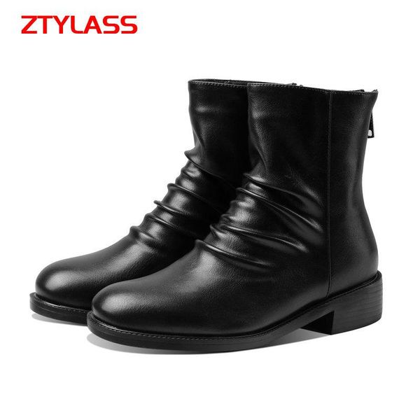 boots 2021 autumn winter round toe ankle women comfort square heel retro short fashion pleated zipper shoes woman brown, Black
boots 2021 autumn winter round toe ankle women comfort square heel retro short fashion pleated zipper shoes woman brown, Black