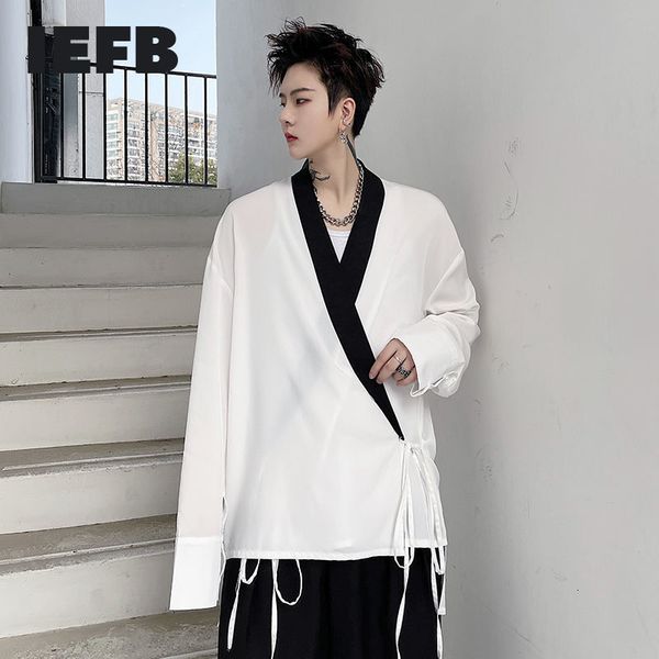 iefb korean streetwear fashion bandage white shirt men's lace up spring summer long sleeve fashion loosecasual 210524, White;black
iefb korean streetwear fashion bandage white shirt men's lace up spring summer long sleeve fashion loosecasual 210524, White;black