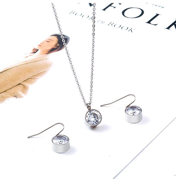 earrings & necklace fashion luxury round cubic zirconia pendant collars stainless steel silver color drop brinco wedding party
earrings & necklace fashion luxury round cubic zirconia pendant collars stainless steel silver color drop brinco wedding party